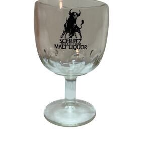 Schlitz Malt Liquor Clear Thumbprint Footed Goblet Vintage